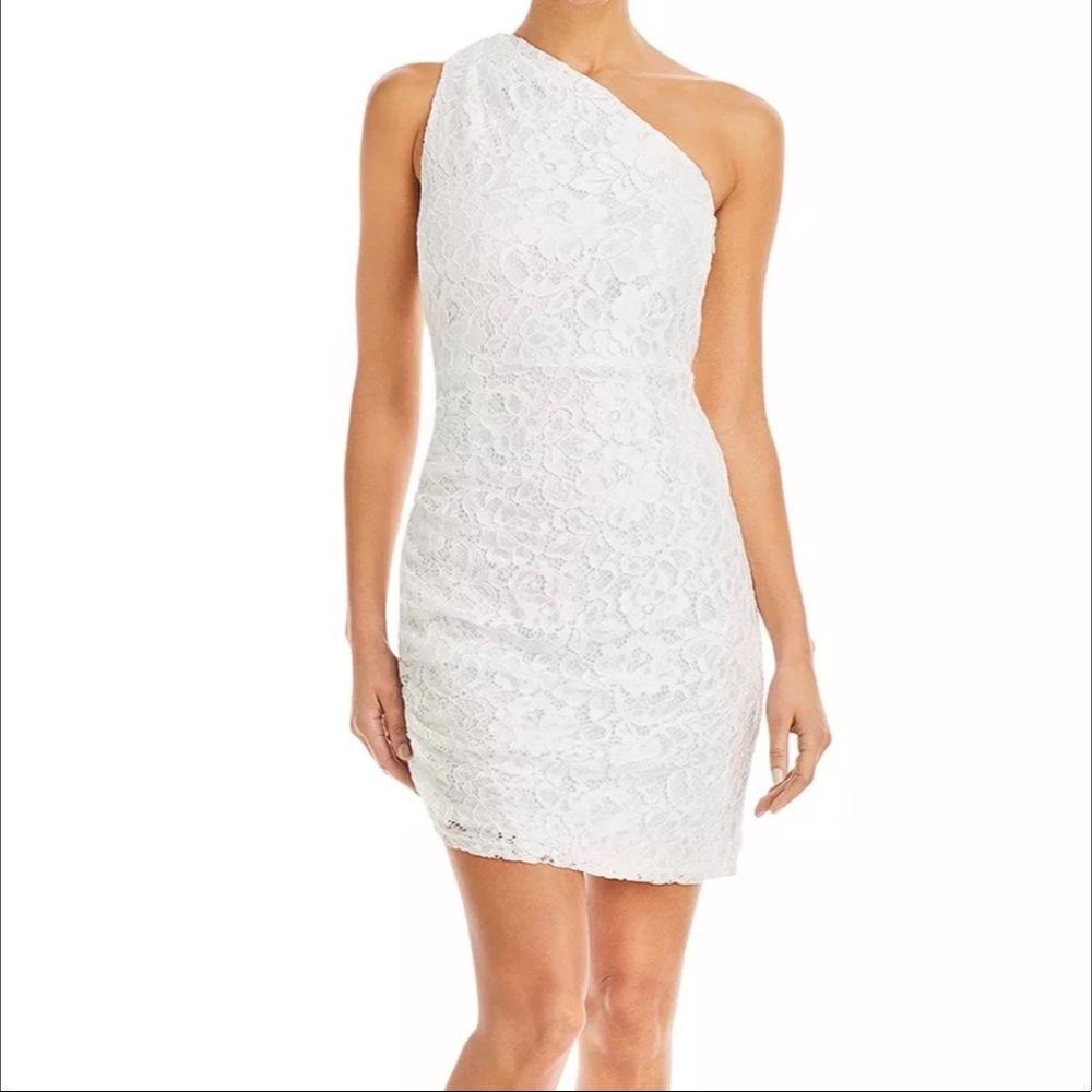 Sam Edelman White Lace Mini Dress One Shoulder Fully Lined Women’s Size 14